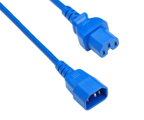 DINIC Warmgerätekabel C14 auf C15, VDE, 1mm², Verlängerung, blau, 1m